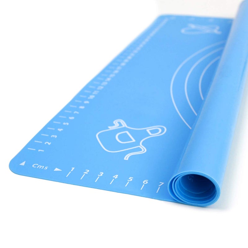 BJGXFMQ Silicone Baking Mat for Rolling Pastry Dough with Measurements, 25.6" x 17.7" BPA Free Non stick and Non Slip Blue Table Sheet Baking Supplies for Bake Pizza Cake - Image 4